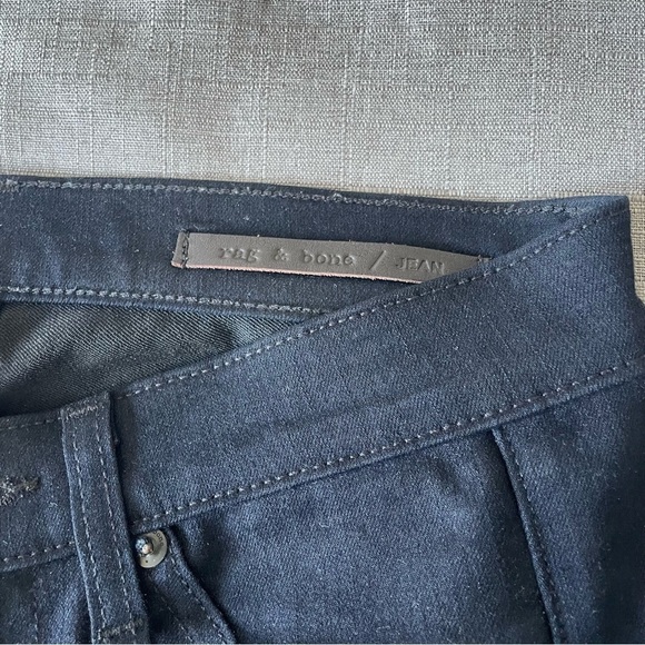 RAG & BONE Halifax Leather-Panel Motocross Jeans, Midnight - Picture 7 of 7